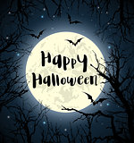 Halloween greeting card with full moon