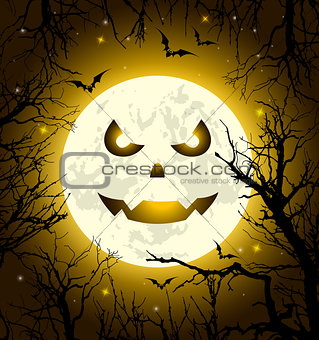Halloween greeting card with scary face