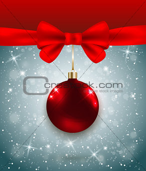 Christmas background with red bow