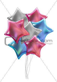 Group of Colour Glossy Helium Balloons Isolated on White Background. Vector Illustration