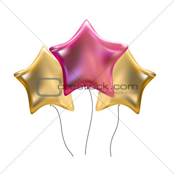 Colour Glossy Helium Balloons Isolated on White Background. Vector Illustration