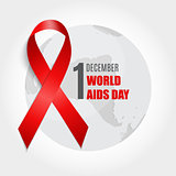 December 1 World AIDS Day Background. Red Ribbon Sign. Vector Illustration