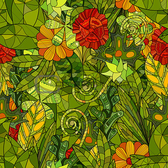 hand drawn vector floral seamless pattern