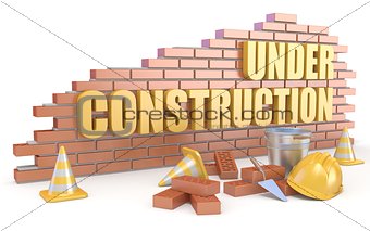 Under construction sign. 3D