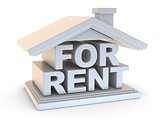 FOR RENT house sign side view 3D