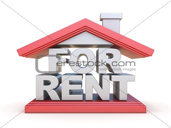 FOR RENT house sign front view 3D
