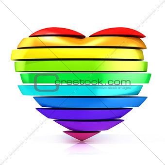Colorful, rainbow heart. 3D