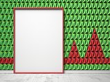 Blank picture frame on green and red triangulated background. Mo