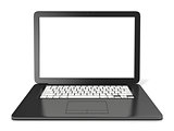 Black laptop with blank screen. 3D