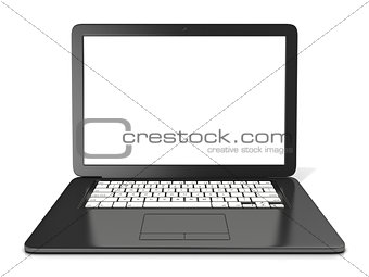 Black laptop with blank screen. 3D