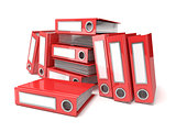 Batch of binders, red office folders. 3D