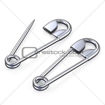 Open and closed safety pins 3D