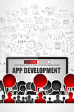 Team App Development  concept with Business Doodle design style