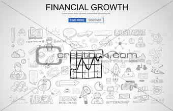 Financial Growth concept with Business Doodle design style