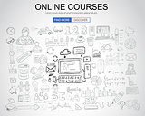 Online Courses concept with Business Doodle design style: online