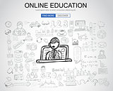 Online Education concept with Business Doodle design style: onli