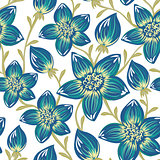 Floral seamless pattern. Hand drawn creative flowers. Colorful artistic background. Abstract herb