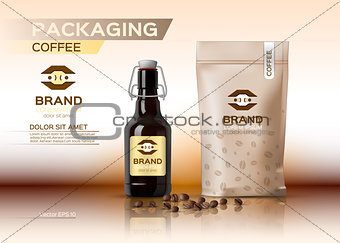Coffee packaging mock up Vector realistic.