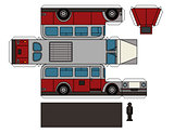Paper model of an old red bus