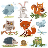 Cute cartoon forest animals vector