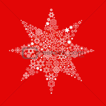 Christmas star on red