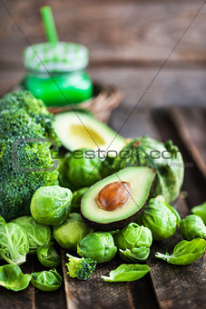 Assortment of fresh green vegetables 