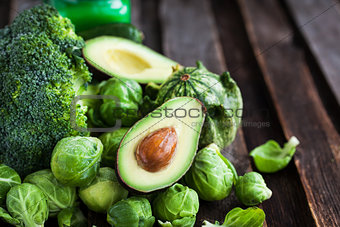 Assortment of fresh green vegetables 