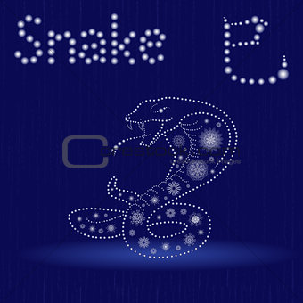 Chinese Zodiac Sign Snake in blue winter motif 