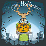 Vector illustration of Halloween deer concept
