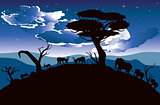 Night Landscape with Antelopes