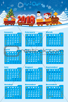 Calendar 2018 with Santa Claus 