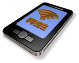 free wifi symbol on smartphone display - 3d rendering