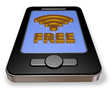 free wifi symbol on smartphone display - 3d rendering