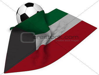 soccer ball and flag of kuwait - 3d rendering