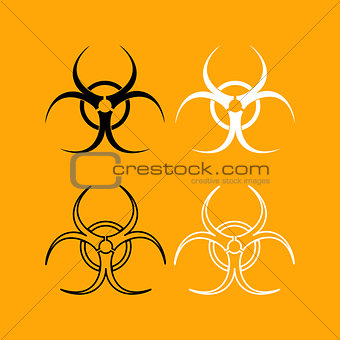 Biological danger set black and white icon .