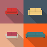 Set of flat sofa icons, vector illustration.