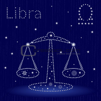 Zodiac sign Libra with snowflakes