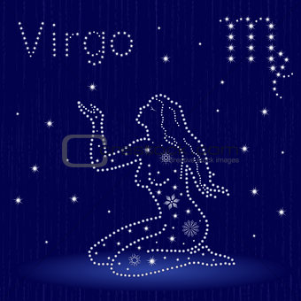 Zodiac sign Virgo with snowflakes