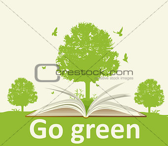 Landscape with open book and tree