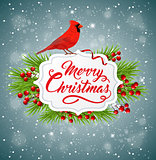 Christmas banner with red cardinal bird