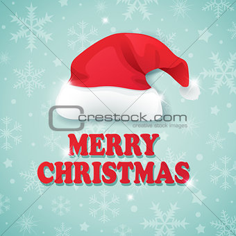 Christmas background with hat of Santa Claus.