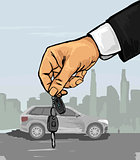 Hand with the car keys