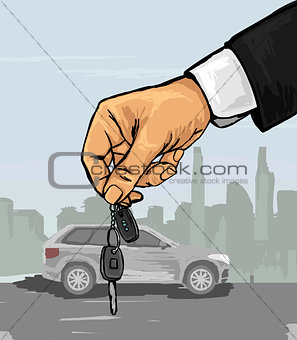 Hand with the car keys