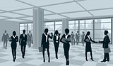 Silhouettes of businesspeople in office