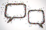 Many people together form bubbles text. 3D Rendering