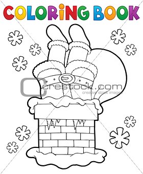 Coloring book chimney with Santa Claus