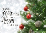 Christmas text background with defocussed tree image