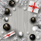 Christmas decorations on a wood background