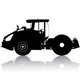 Silhouette of a road roller. Vector illustration.