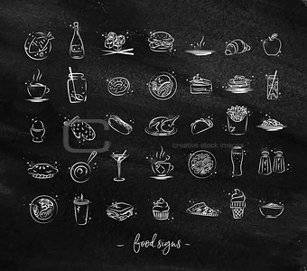 Food vintage icons chalk